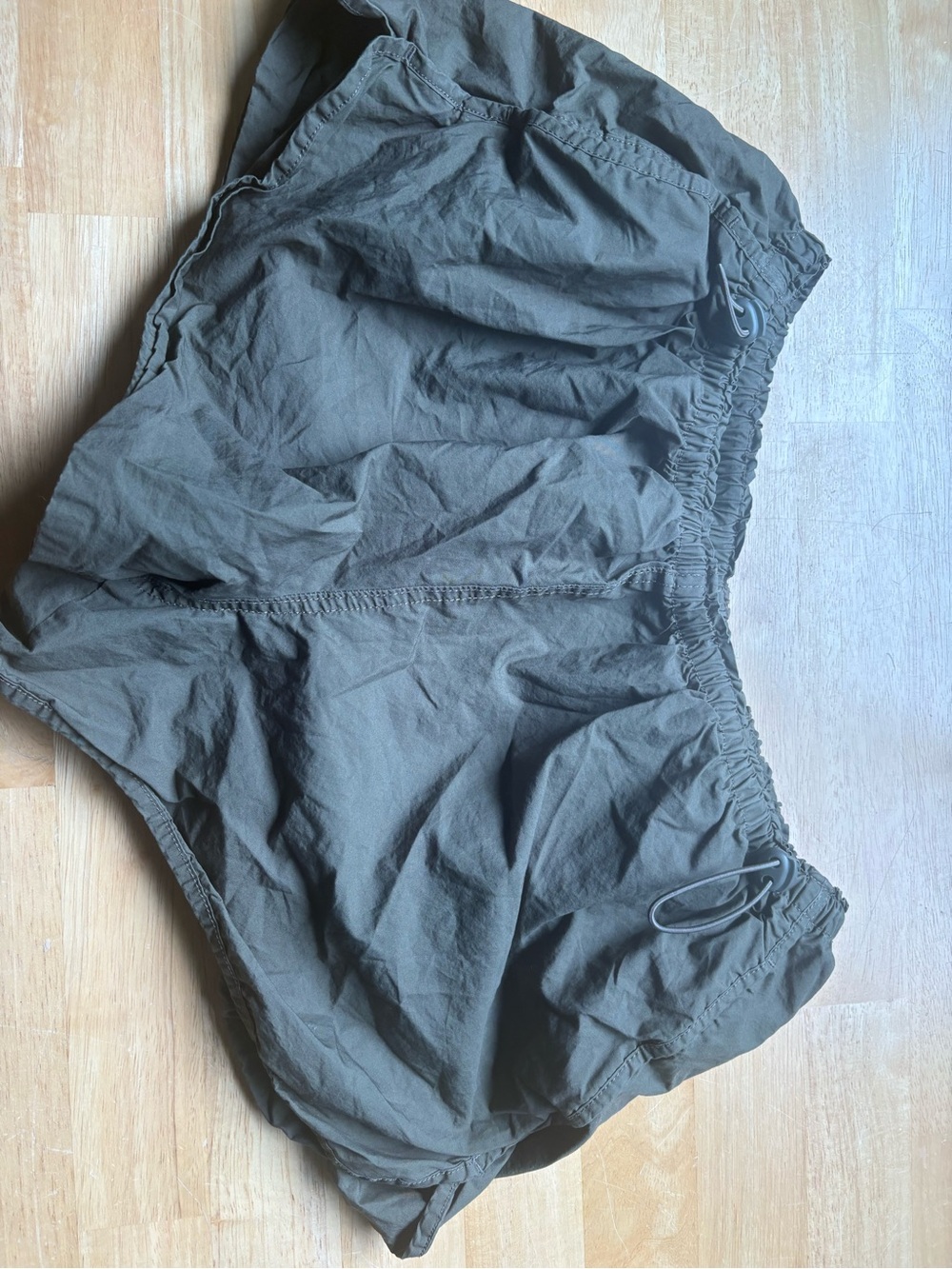 Casual Elastic Waist Olive Green / brown Drawstring Shorts